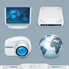 futuristic multimedia devices and technology icon-set 1