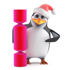 Santa Penguin has a Christmas cracker