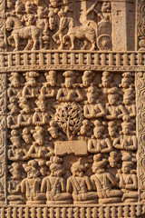 Gateway decoration Great Stupa. Sanchi, Madhya Pradesh, India