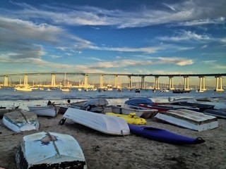 Coronado Bay Bridge at Sunset San Diego California America