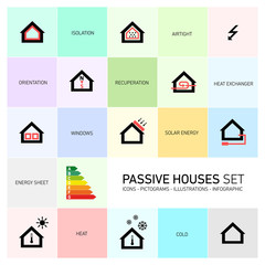 Vector passive houses icon set - 58101054