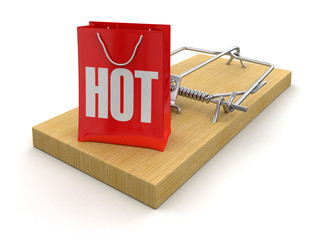 Mousetrap and bag Hot (clipping path included)