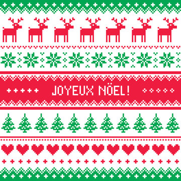Joyeux noel card - scandynavian christmas pattern