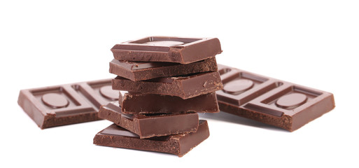 Stack of chocolate bars broken.