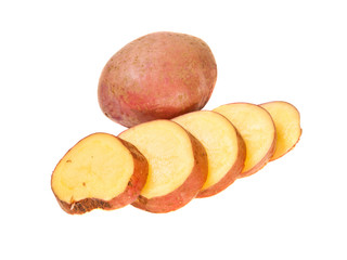 raw potatoes on a white background