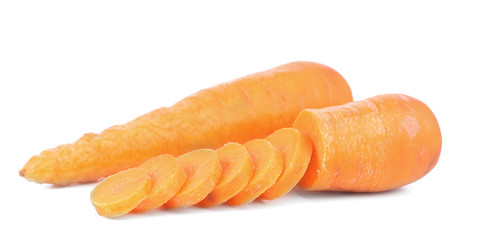 Fresh carrot and slices.