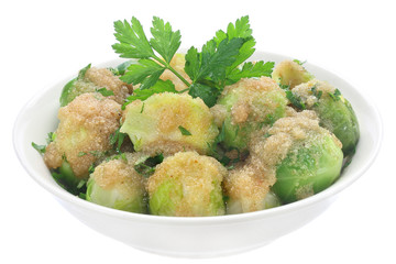 Cooked brussels sprouts with bread crumbs and butter