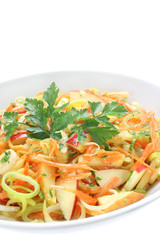 Salad with leek, carrots and apples