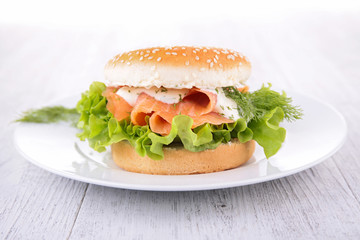 hamburger with salmon