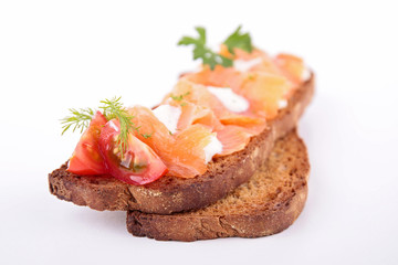 bread with cream and salmon