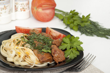 Stew with noodles.