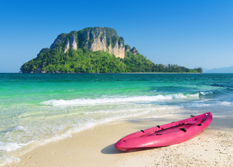 Clear water and blue sky. Beach in Krabi province, Thailand