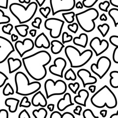 Seamless background with sketchy hearts