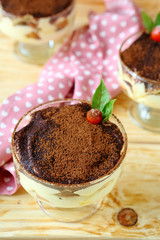 homemade tiramisu with cocoa