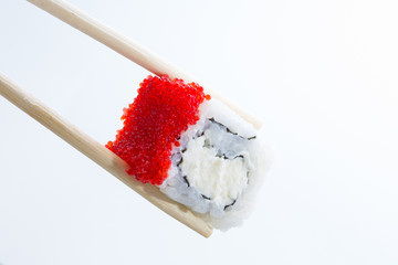 sushi roll with red caviar