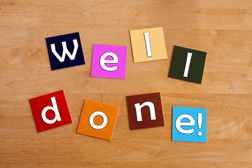 Well done - sign or greeting card template for best wishes