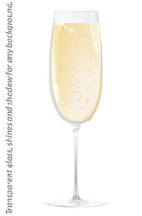 Glass of champagne - isolated on white