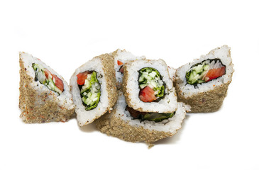 Japanese sushi seafood on a white background