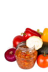 Zucchini courgette, sweet pepper and tomatoes