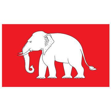 Old Thai Flag, Elephant On Red Background