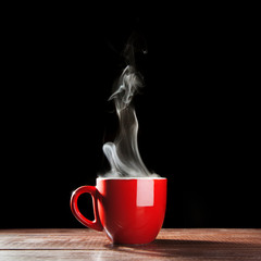 Steaming coffee cup