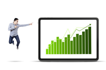 Businessman pointing at the business chart