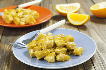 Chicken with orange sauce