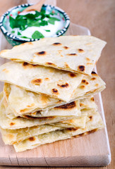 Slices of flatbread