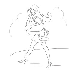 sketch of a girl running