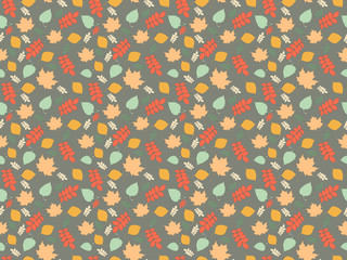 Seamless background with autumn leaves in vector