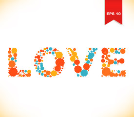 Grunge multicolor love banner  Dotted watercolor text