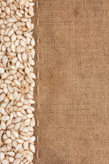 Pumpkin seeds were lying on sackcloth