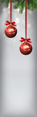 Christmas card with red christmas balls
