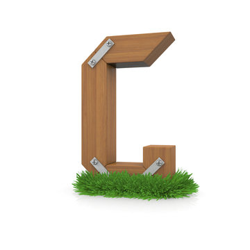 Wooden letter G in the grass