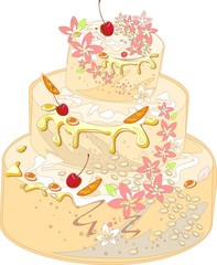 Three-tiered cake