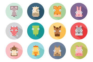 Zodiac animal icon set, vector
