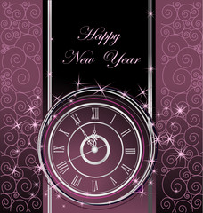 Fototapeta premium Happy New Year background with clock