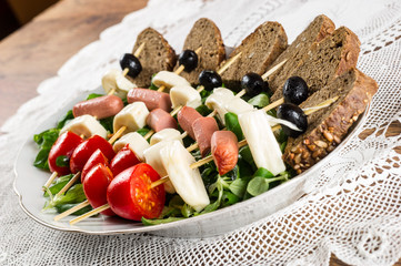 fresh italian cheese and vegetables with bread
