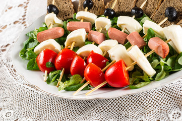fresh italian cheese and vegetables with bread
