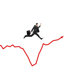 Fototapeta premium businessman jumping on graph