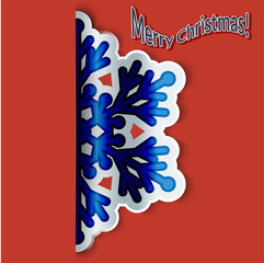 Christmas background with a large paper snowflake.