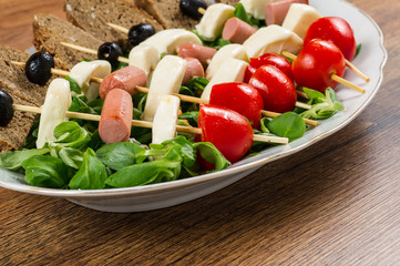 fresh italian cheese and vegetables with bread