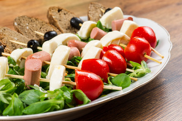 fresh italian cheese and vegetables with bread