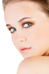 Fototapeta premium Attractive young woman's face. Closeup.
