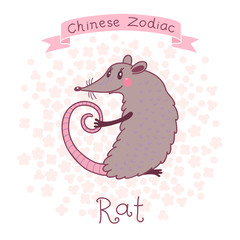 Chinese Zodiac - Rat. Vector illustration.