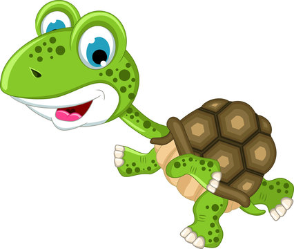 Cute turtle cartoon running