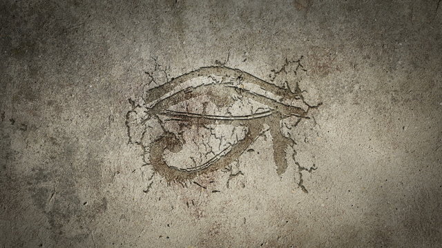 Eye christian symbol in wall, animation