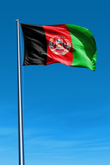Afghanistan flag waving on the wind