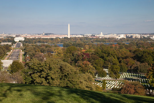 Washington DC panorama - Aerial view of Arlington Hill