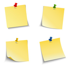 Note paper with push pin